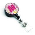 Teachers Aid Letter M Flowers & Butterflies Pink Retractable Badge Reel TE231723